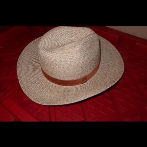 Nordstrom Beige Fedora with Brown Band